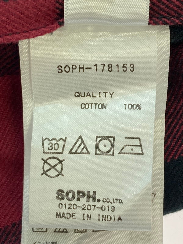 【中古品】【メンズ】 SOPHNET. ソフネット SOPH-178153 17AW TIMBERLAND FLANNEL CHECK PANEL SIDE ZIP SHIRT サイドジップシャツ トップス 142-251112-ks-52-min サイズ：M カラー：レッド系 万代Net店