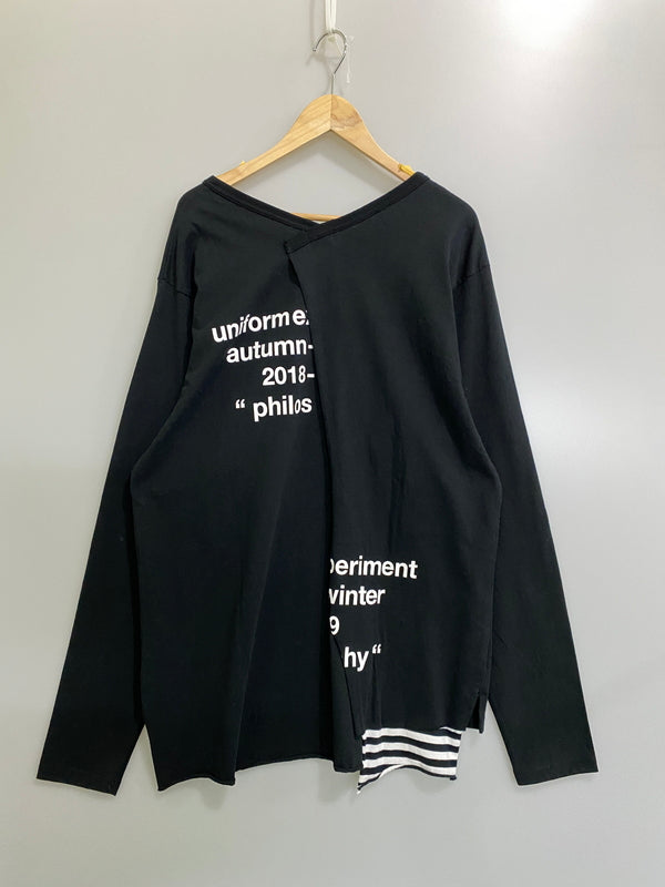 【中古品】【メンズ】 UNIFORM EXPERIMENT ユニフォームエクスペリメント 18AW BOTH SIDE CREW NECK LONG SLEEVE TEE UE-189070 メンズ 丸襟 長袖 142-260630-hu-25-min サイズ：2 カラー：ブラック 万代Net店