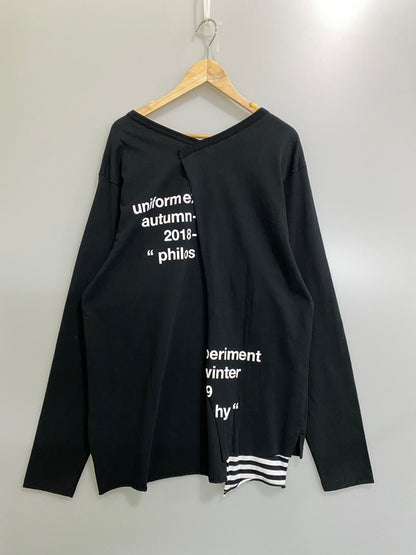 【中古品】【メンズ】 UNIFORM EXPERIMENT ユニフォームエクスペリメント 18AW BOTH SIDE CREW NECK LONG SLEEVE TEE UE-189070 メンズ 丸襟 長袖 142-260630-hu-25-min サイズ：2 カラー：ブラック 万代Net店