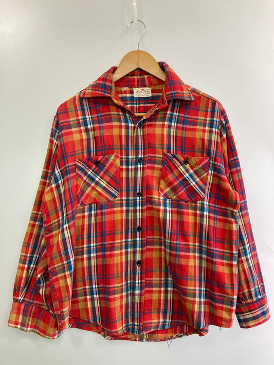 【中古品】【メンズ】 KING KOLE キングコール 60S フランネル チェックシャツ 60年代 メンズ ヴィンテージ トップス 長袖 ネルシャツ 146-251024-em-25-min カラー：レッド系（チェック柄） 万代Net店
