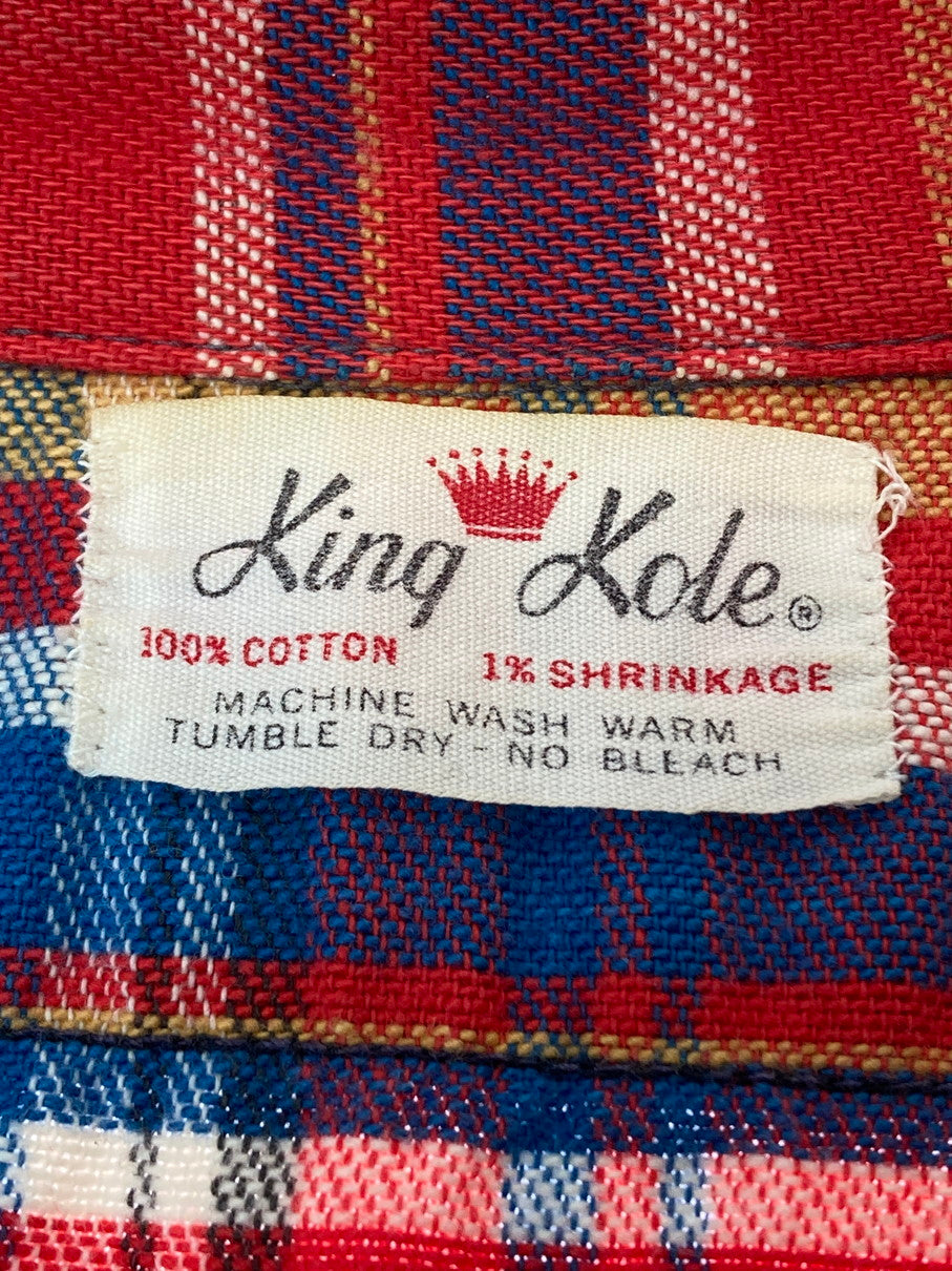 【中古品】【メンズ】 KING KOLE キングコール 60S フランネル チェックシャツ 60年代 メンズ ヴィンテージ トップス 長袖 ネルシャツ 146-251024-em-25-min カラー：レッド系（チェック柄） 万代Net店