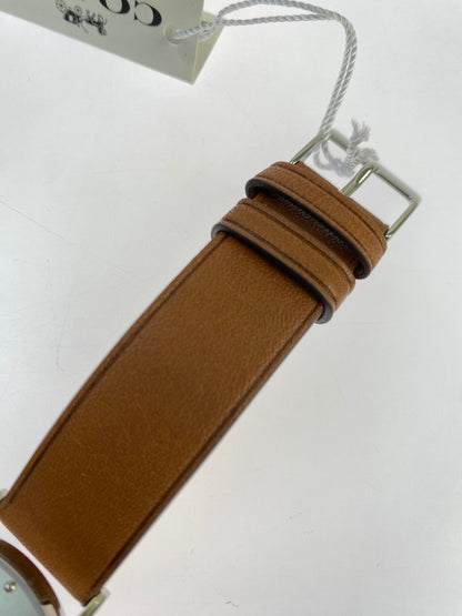 【中古美品】【レディース】 COACH コーチ 2215 LEATHER BAND LOGO アナログ クォーツ腕時計 198-251108-AS-36-min カラー：シルバー/ブラウン 万代Net店
