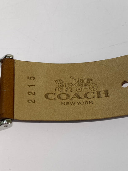 【中古美品】【レディース】 COACH コーチ 2215 LEATHER BAND LOGO アナログ クォーツ腕時計 198-251108-AS-36-min カラー：シルバー/ブラウン 万代Net店