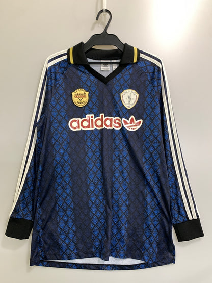 【中古品】【メンズ】 ADIDAS アディダス ORIGINALS RETRO SPORTS CRICKET－INSPIRED LONG S 長袖 ソングスリーブ ジャージ 148-260812-hu-20-min カラー：ブラック/ブルー 万代Net店