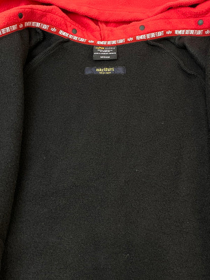 【中古品】【メンズ】 ALPHA INDUSTRIES × NARIFURI アルファ インダストリーズ ナリフリ LS ZIP UP　PARKA ロングスリーブ ジップアップ パーカー TC1488 メンズ トップス フーディ 145-260704-hu-54-min サイズ：M カラー：ブラック/レッド 万代Net店