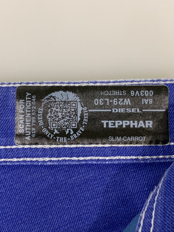 【中古品】【メンズ】 DIESEL ディーゼル DNA TEPPHER ディーエヌエー テファー 003V6 STRETCH PANTS BLUE WHITE ストレッチ パンツ ブルー ホワイト メンズ ボトムス 152-260704-hu-14-min サイズ：W29 L30 カラー：ホワイト/ブルー 万代Net店