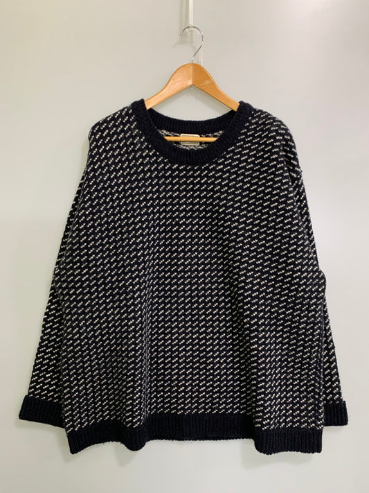 【中古品】【メンズ】 L.L.Bean エルエルビーン 00S BIRDS EYE WOOL KNIT 2000年代 バーズアイニット柄 ノルウェー製 ウール ニット セーター メンズ トップス 144-251023-em-18-min カラー：ネイビー系 万代Net店