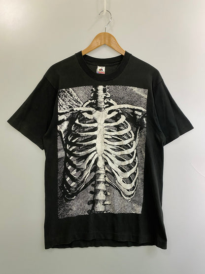 【現状渡し品】【メンズ】 FRUITS OF THE LOOM フルーツオブザルーム 90S BONE GRAPHIC TEE 90年代 ボーン グラフィック Ｔシャツ プリント 半袖 メンズ トップス ヴィンテージ 146-251023-em-05-min サイズ：L カラー：ブラック 万代Net店