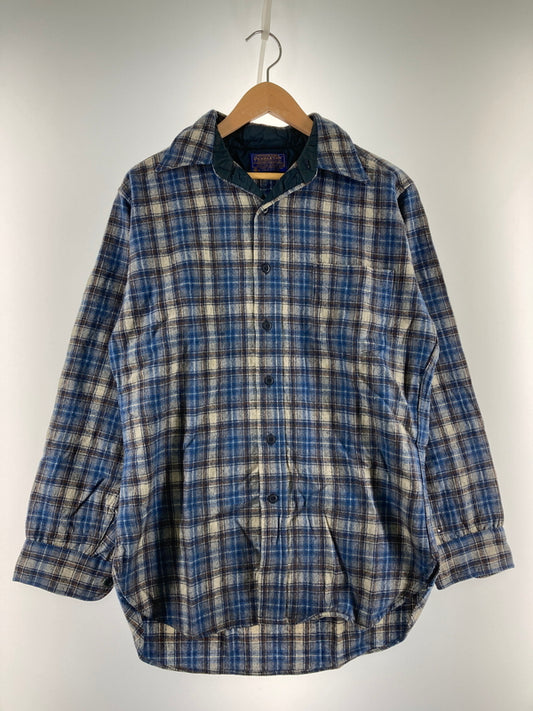 【中古品】【メンズ】 PENDLETON ペンドルトン 70'S 片ポケ WOOL SHIRT 70年代 ウールシャツ 長袖 トップス 146-251025-cn-9-min サイズ：M カラー：ブルー系×ブラウン系/チェック柄 万代Net店