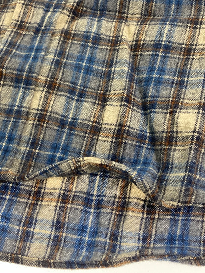 【中古品】【メンズ】 PENDLETON ペンドルトン 70'S 片ポケ WOOL SHIRT 70年代 ウールシャツ 長袖 トップス 146-251025-cn-9-min サイズ：M カラー：ブルー系×ブラウン系/チェック柄 万代Net店
