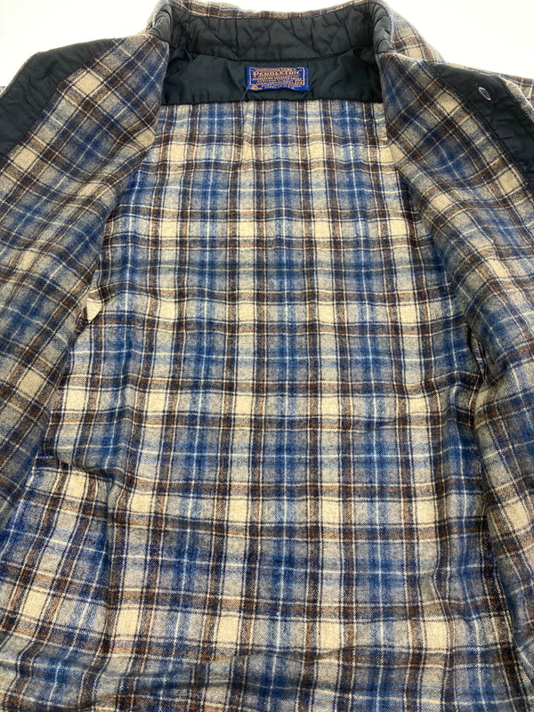 【中古品】【メンズ】 PENDLETON ペンドルトン 70'S 片ポケ WOOL SHIRT 70年代 ウールシャツ 長袖 トップス 146-251025-cn-9-min サイズ：M カラー：ブルー系×ブラウン系/チェック柄 万代Net店