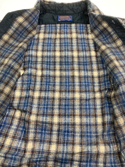 【中古品】【メンズ】 PENDLETON ペンドルトン 70'S 片ポケ WOOL SHIRT 70年代 ウールシャツ 長袖 トップス 146-251025-cn-9-min サイズ：M カラー：ブルー系×ブラウン系/チェック柄 万代Net店