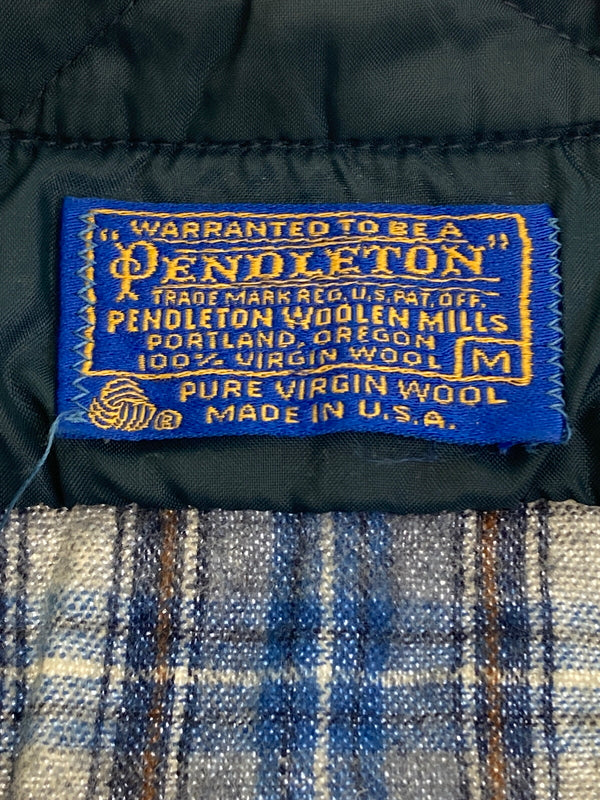 【中古品】【メンズ】 PENDLETON ペンドルトン 70'S 片ポケ WOOL SHIRT 70年代 ウールシャツ 長袖 トップス 146-251025-cn-9-min サイズ：M カラー：ブルー系×ブラウン系/チェック柄 万代Net店
