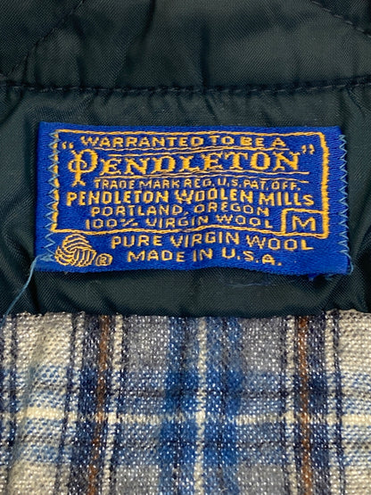 【中古品】【メンズ】 PENDLETON ペンドルトン 70'S 片ポケ WOOL SHIRT 70年代 ウールシャツ 長袖 トップス 146-251025-cn-9-min サイズ：M カラー：ブルー系×ブラウン系/チェック柄 万代Net店