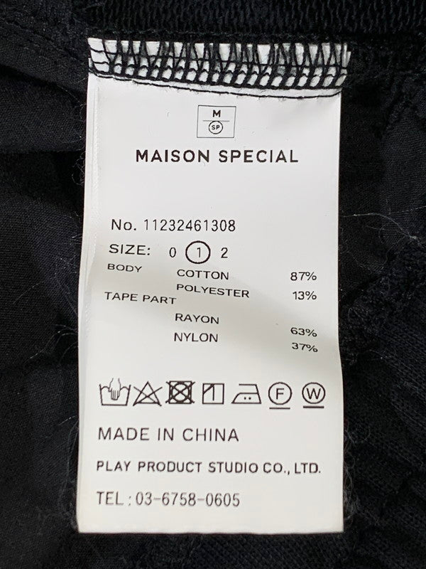 【中古品】【メンズ】 MAISON SPECIAL メゾンスペシャル CROCHET SIDE LINE PRIME-WIDE EASY PANTS 1123461308 クロシェサイドライン プライムワイド イージーパンツ ボトムス トラックパンツ 151-251027-kk-44-min サイズ：1 カラー：ブラック 万代Net店