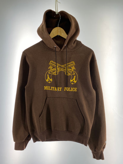 【中古品】【メンズ】 CHAMPION チャンピオン 00S MILITARY POLICE PRINT HOODED SWEAT SHIRT BROWN 00年代ミリタリー ポリス プリント フーデッド スウェット シャツ ブラウン パーカー 146-260724-hu-33-min サイズ：S カラー：ブラウン 万代Net店