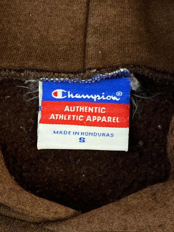 【中古品】【メンズ】 CHAMPION チャンピオン 00S MILITARY POLICE PRINT HOODED SWEAT SHIRT BROWN 00年代ミリタリー ポリス プリント フーデッド スウェット シャツ ブラウン パーカー 146-260724-hu-33-min サイズ：S カラー：ブラウン 万代Net店