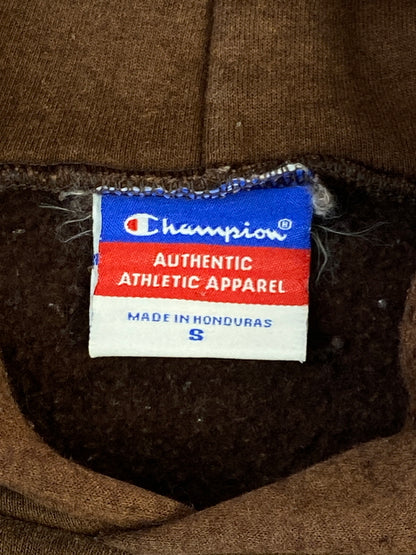 【中古品】【メンズ】 CHAMPION チャンピオン 00S MILITARY POLICE PRINT HOODED SWEAT SHIRT BROWN 00年代ミリタリー ポリス プリント フーデッド スウェット シャツ ブラウン パーカー 146-260724-hu-33-min サイズ：S カラー：ブラウン 万代Net店