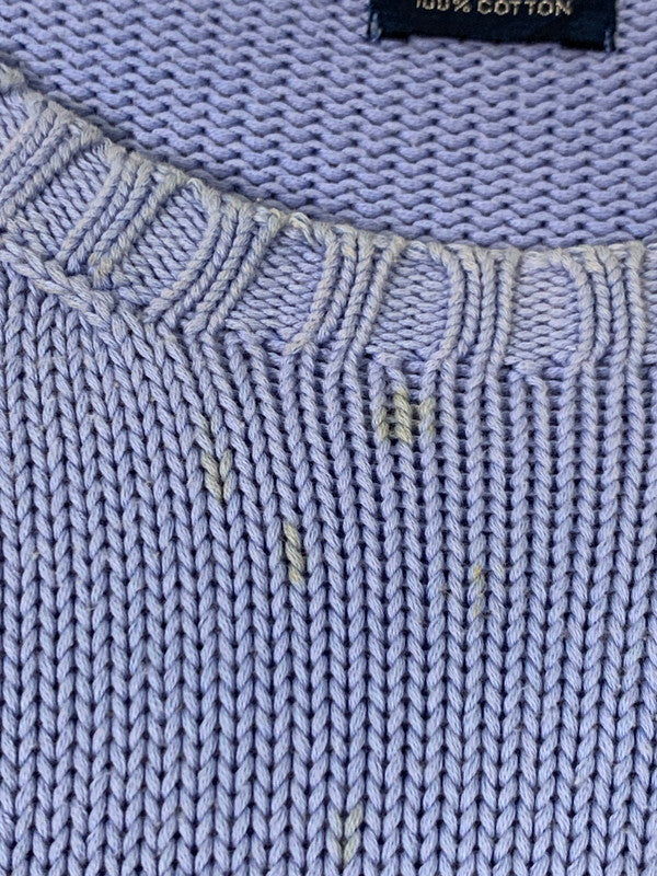 【現状渡し品】【メンズ】 Polo by Ralph Lauren ポロバイラルフローレン 90's LOGO CREW COTTON KNIT 90年代 ロゴ クルー コットンニット トップス 146-251027-kk-45-min サイズ：XL カラー：ライトブルー 万代Net店