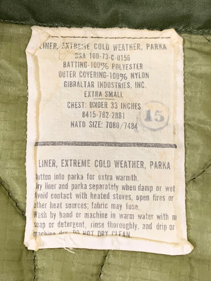 【現状渡し品】【メンズ】 U.S.ARMY アメリカ軍 M-65 FISHTAIL PARKA FULLSET M-65 フィッシュテールパーカー フルセット アウター ミリタリージャケット 146-251027-kk-43-min サイズ：EXTRA SMALL カラー：オリーブ 万代Net店