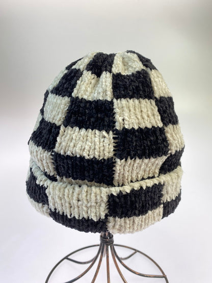 【中古品】【メンズ/レディース】 STUSSY ステューシー CROCHET CHECKERD BEANIE クロウシェイ チェッカー ビーニー ニット キャップ ハット 帽子 185-251024-em-09-min カラー：ブラック/ホワイト 万代Net店