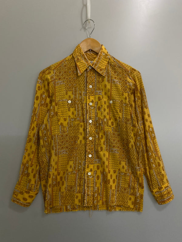【中古品】【メンズ】 NEEDLES ニードルズ L/S SHIRT 総柄シャツ 長袖シャツ 初期白タグ トップス 140-260609-yn-34-min サイズ：XS カラー：イエロー 万代Net店