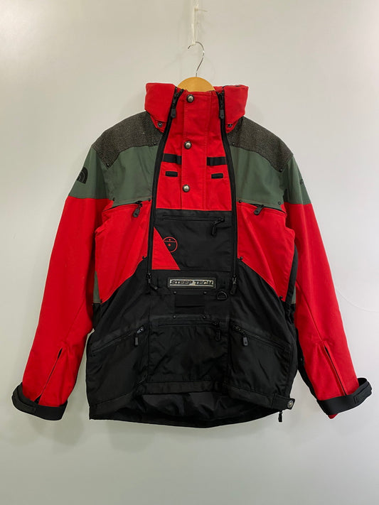 【中古品】【メンズ】 THE NORTH FACE ザ・ノースフェイス 90S STEEPTECH ANORAK JACKET スティープテック アノラックジャケット メンズ アウター アウトドア 防寒 90年代 144-251024-em-59-min サイズ：S カラー：カーキ/レッド/ブラック 万代Net店