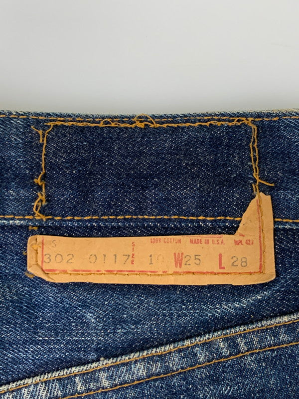 【中古品】【レディース】 Levi's リーバイス 60's DENIM PANTS 302 0117 VINTAGE 60年代 デニムパンツ ボトムス ジーンズ ボタン裏刻印 35 42TALON USA製 赤耳 Sタイプ ヴィンテージ 168-251027-kk-32-min サイズ：25 カラー：インディゴ 万代Net店
