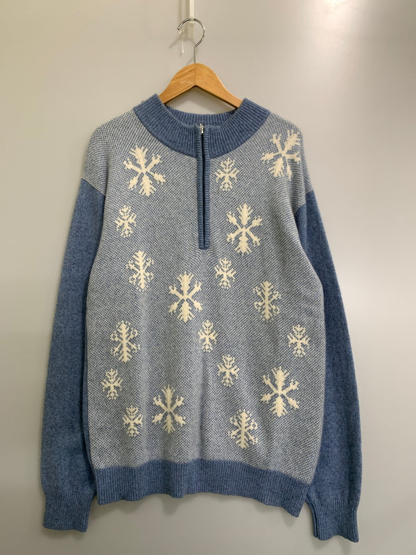 【中古品】【メンズ】 CORSINI コルシーニ 雪柄 カシミア ニット メンズ トップス ハーフジップ セーター 140-260731-em-67-min サイズ：50 カラー：ブルー系 万代Net店