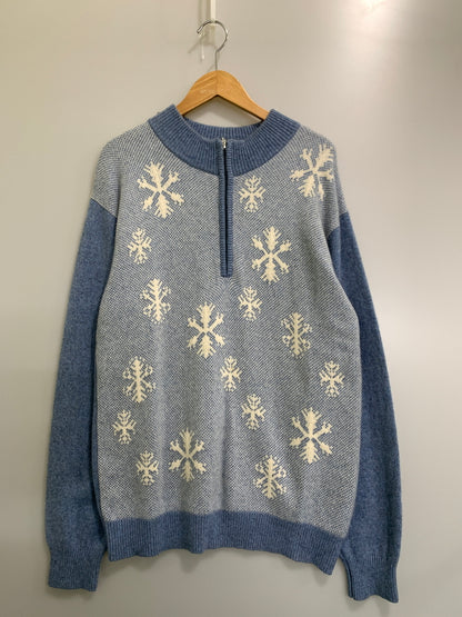 【中古品】【メンズ】 CORSINI コルシーニ 雪柄 カシミア ニット メンズ トップス ハーフジップ セーター 140-260731-em-67-min サイズ：50 カラー：ブルー系 万代Net店