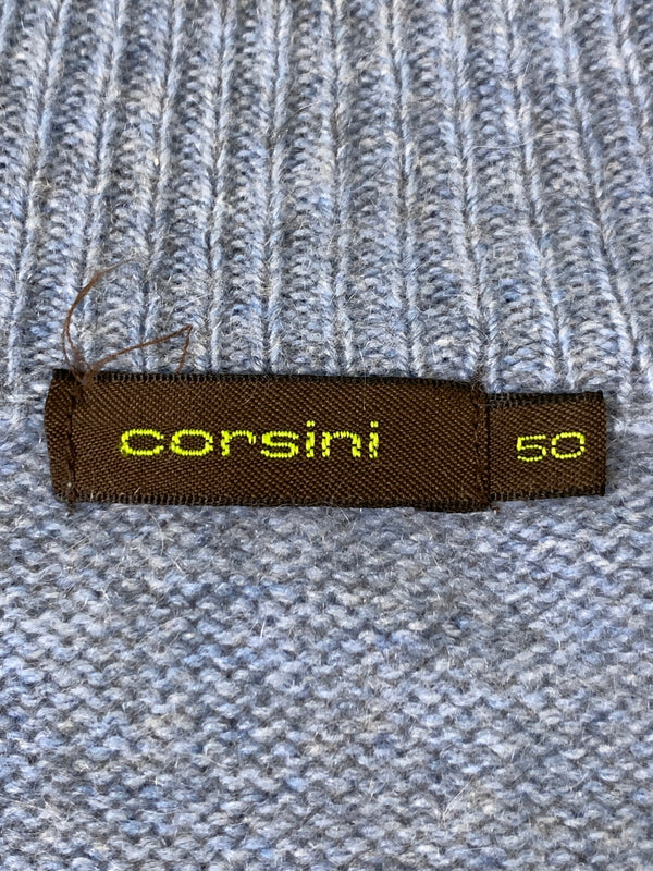 【中古品】【メンズ】 CORSINI コルシーニ 雪柄 カシミア ニット メンズ トップス ハーフジップ セーター 140-260731-em-67-min サイズ：50 カラー：ブルー系 万代Net店