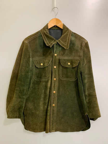 【現状渡し品】【メンズ】 GOO KAY ゴーケイ SUEDE LEATHER L/S SHIRT スエードレザー ロングスリーブシャツ 長袖 トップス 146-251106-kk-48-min サイズ：表記無し 下記参照 カラー：グリーン 万代Net店