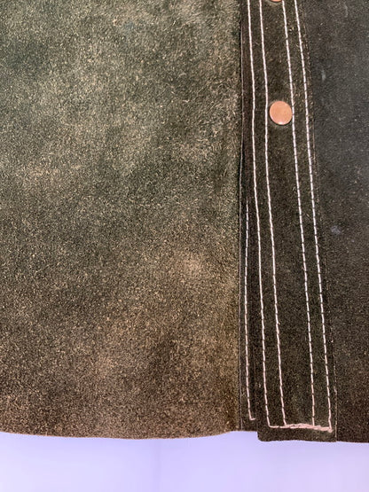 【現状渡し品】【メンズ】 GOO KAY ゴーケイ SUEDE LEATHER L/S SHIRT スエードレザー ロングスリーブシャツ 長袖 トップス 146-251106-kk-48-min サイズ：表記無し 下記参照 カラー：グリーン 万代Net店