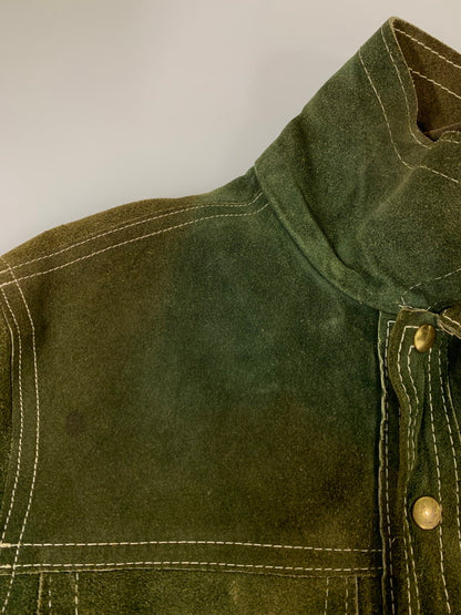 【現状渡し品】【メンズ】 GOO KAY ゴーケイ SUEDE LEATHER L/S SHIRT スエードレザー ロングスリーブシャツ 長袖 トップス 146-251106-kk-48-min サイズ：表記無し 下記参照 カラー：グリーン 万代Net店