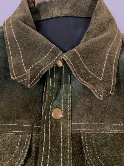 【現状渡し品】【メンズ】 GOO KAY ゴーケイ SUEDE LEATHER L/S SHIRT スエードレザー ロングスリーブシャツ 長袖 トップス 146-251106-kk-48-min サイズ：表記無し 下記参照 カラー：グリーン 万代Net店