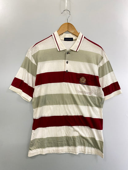 【中古品】【メンズ】 BONAPARTE ボナパルト 刺繍 BORDER POLO SHIRT ボーダー ポロシャツ トップス 146-260626-jt-15-min サイズ：L カラー：レッド/グレー/ホワイト 万代Net店