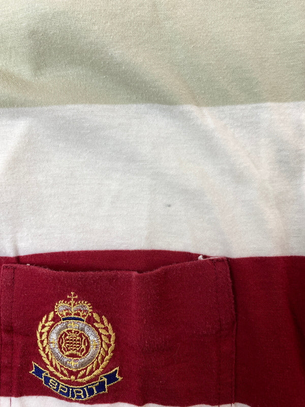 【中古品】【メンズ】 BONAPARTE ボナパルト 刺繍 BORDER POLO SHIRT ボーダー ポロシャツ トップス 146-260626-jt-15-min サイズ：L カラー：レッド/グレー/ホワイト 万代Net店