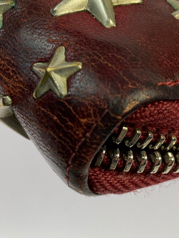 【現状渡し品】【レディース】 JIMMY CHOO ジミーチュウ 142FILIPA.CST スタッズ ラウンドファスナー長財布 ロングウォレット 181-251108-AS-25-min カラー：レッド 万代Net店