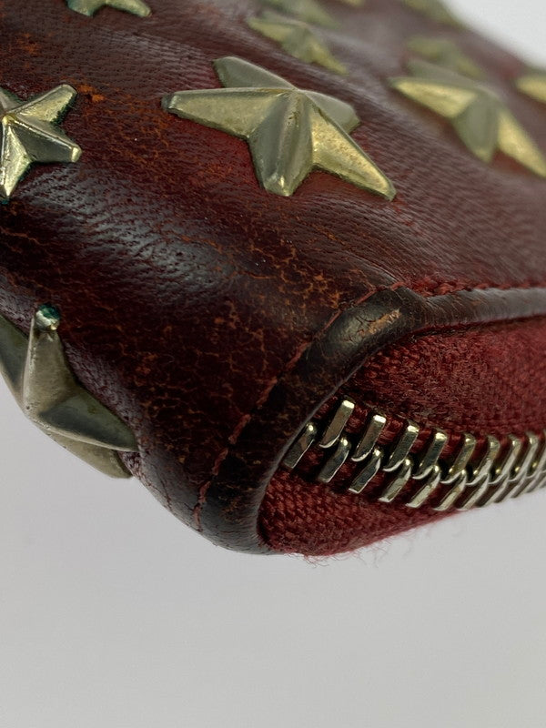 【現状渡し品】【レディース】 JIMMY CHOO ジミーチュウ 142FILIPA.CST スタッズ ラウンドファスナー長財布 ロングウォレット 181-251108-AS-25-min カラー：レッド 万代Net店