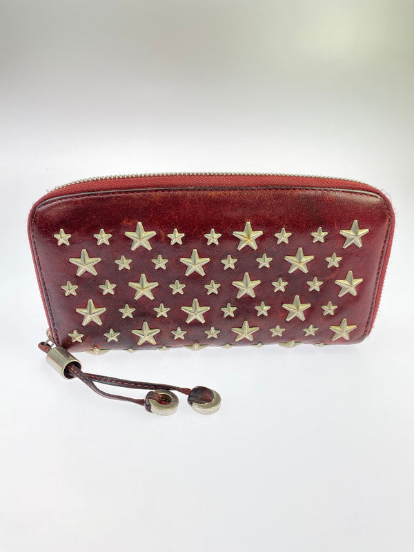 【現状渡し品】【レディース】 JIMMY CHOO ジミーチュウ 142FILIPA.CST スタッズ ラウンドファスナー長財布 ロングウォレット 181-251108-AS-25-min カラー：レッド 万代Net店