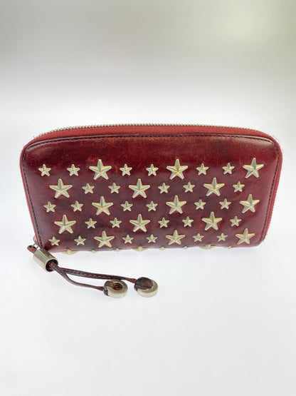【現状渡し品】【レディース】 JIMMY CHOO ジミーチュウ 142FILIPA.CST スタッズ ラウンドファスナー長財布 ロングウォレット 181-251108-AS-25-min カラー：レッド 万代Net店