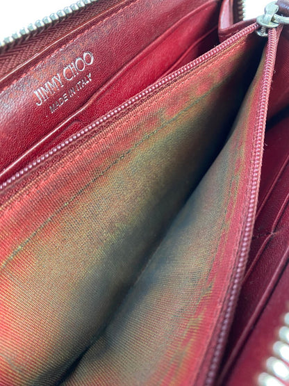 【現状渡し品】【レディース】 JIMMY CHOO ジミーチュウ 142FILIPA.CST スタッズ ラウンドファスナー長財布 ロングウォレット 181-251108-AS-25-min カラー：レッド 万代Net店