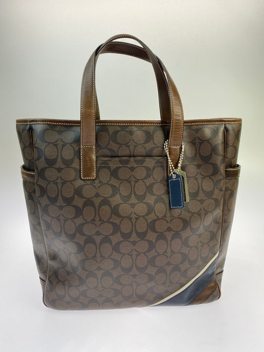 【中古品】【メンズ/レディース】 COACH コーチ シグネチャー ヘリテージ トートバッグ 70336 バッグ カバン 180-251106-jt-17-min カラー：ブラウン 万代Net店
