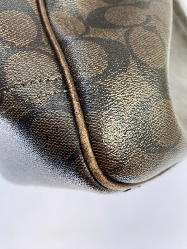 【中古品】【メンズ/レディース】 COACH コーチ シグネチャー ヘリテージ トートバッグ 70336 バッグ カバン 180-251106-jt-17-min カラー：ブラウン 万代Net店