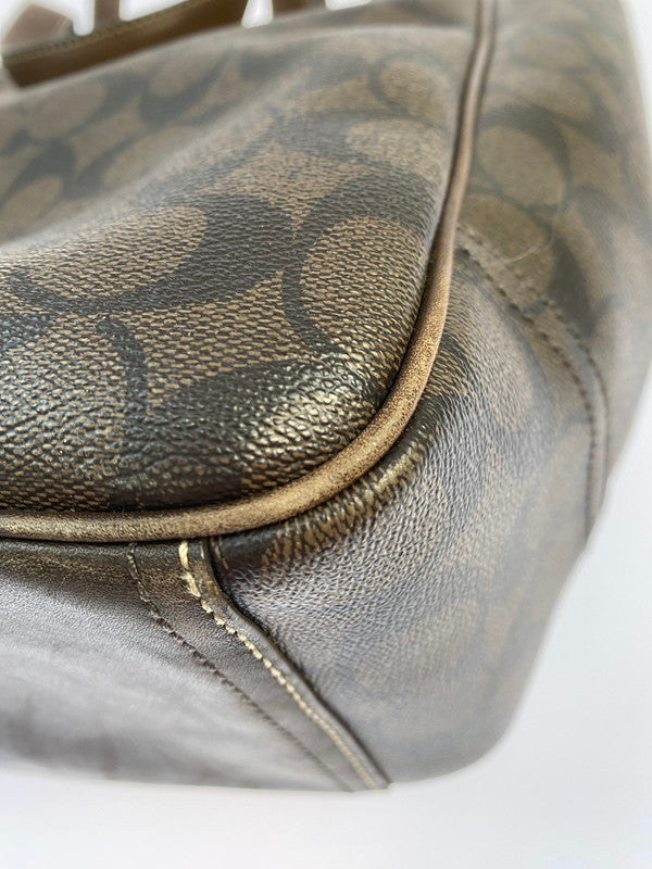 【中古品】【メンズ/レディース】 COACH コーチ シグネチャー ヘリテージ トートバッグ 70336 バッグ カバン 180-251106-jt-17-min カラー：ブラウン 万代Net店