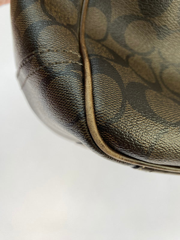 【中古品】【メンズ/レディース】 COACH コーチ シグネチャー ヘリテージ トートバッグ 70336 バッグ カバン 180-251106-jt-17-min カラー：ブラウン 万代Net店