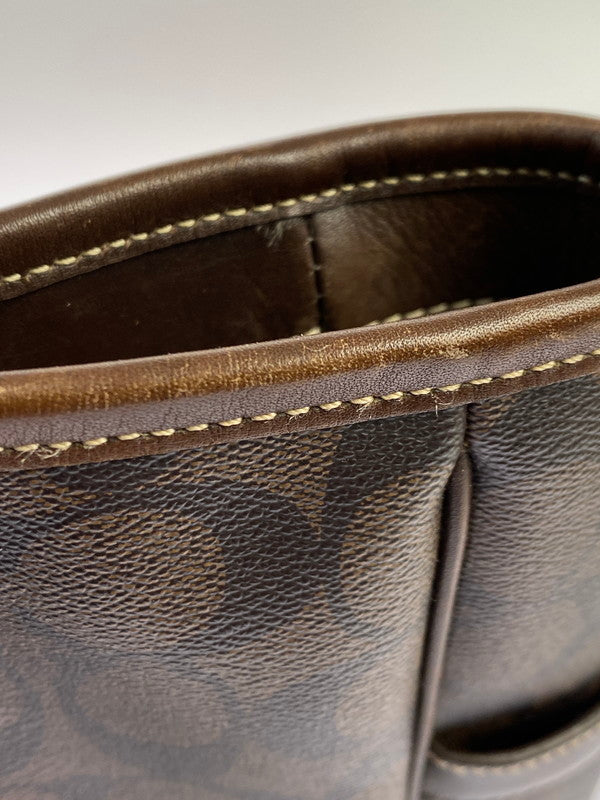 【中古品】【メンズ/レディース】 COACH コーチ シグネチャー ヘリテージ トートバッグ 70336 バッグ カバン 180-251106-jt-17-min カラー：ブラウン 万代Net店