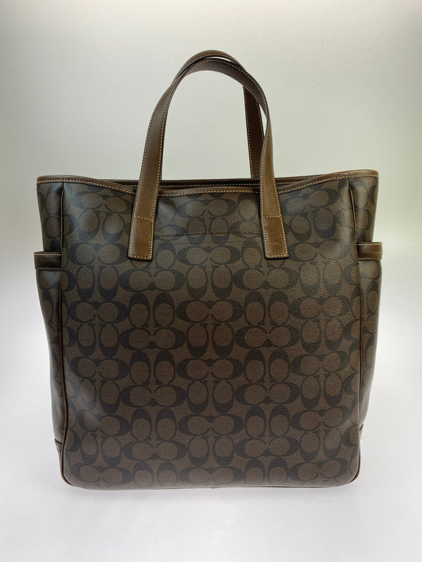 【中古品】【メンズ/レディース】 COACH コーチ シグネチャー ヘリテージ トートバッグ 70336 バッグ カバン 180-251106-jt-17-min カラー：ブラウン 万代Net店