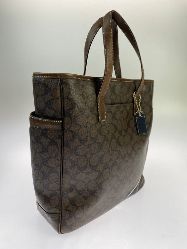 【中古品】【メンズ/レディース】 COACH コーチ シグネチャー ヘリテージ トートバッグ 70336 バッグ カバン 180-251106-jt-17-min カラー：ブラウン 万代Net店