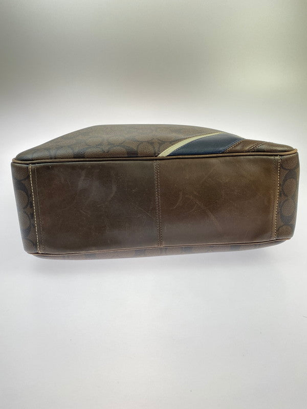 【中古品】【メンズ/レディース】 COACH コーチ シグネチャー ヘリテージ トートバッグ 70336 バッグ カバン 180-251106-jt-17-min カラー：ブラウン 万代Net店